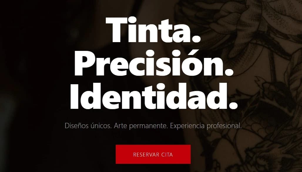 Ejemplo de página web para estudio de tatuajes creada por DakDev